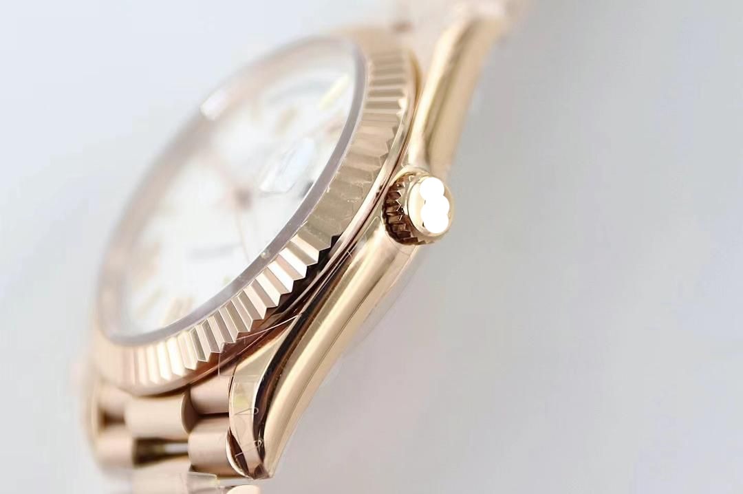 RL Day Date Rose Gold White Dial